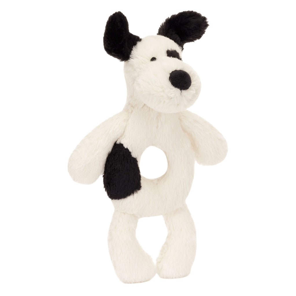 Jellycat Bashful Black & Cream Puppy Ring Rattle