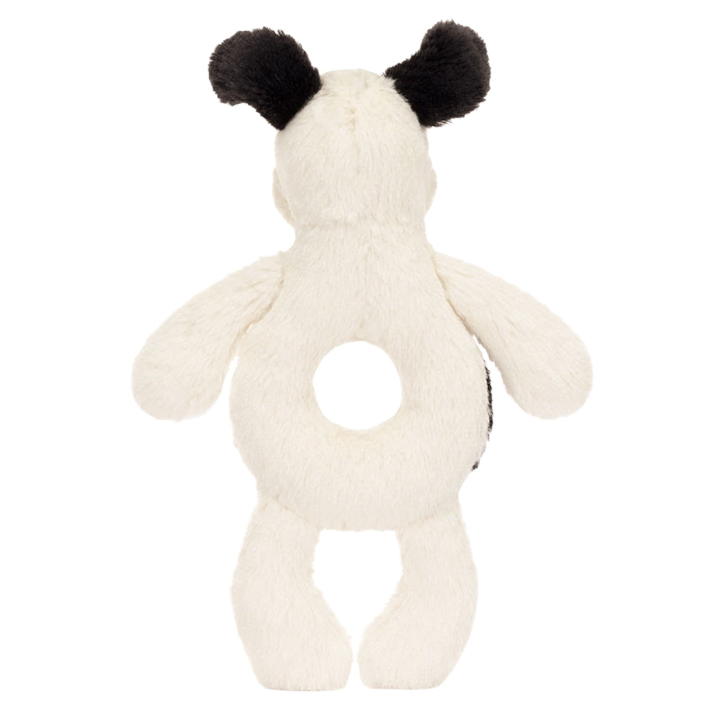 Jellycat Bashful Black & Cream Puppy Ring Rattle