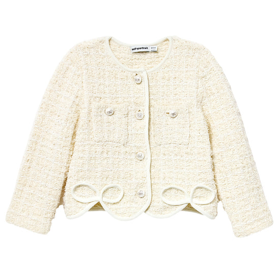 Self Portrait Kids Textured Bow Detail Cardigan