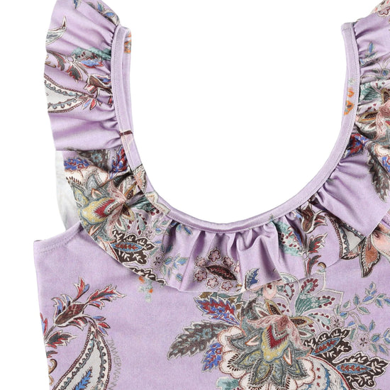 Zimmermann Kids Purple Paisley Rhiannon Kids Trim Frill Swimsuit
