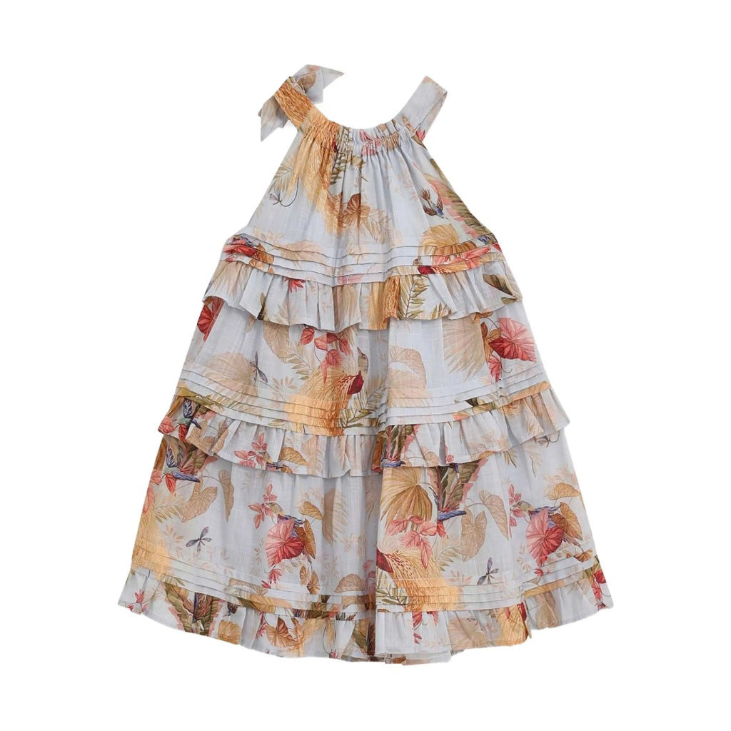 Zimmermann Kids Aqua Palm Floral Rhiannon Kids Swing Dress