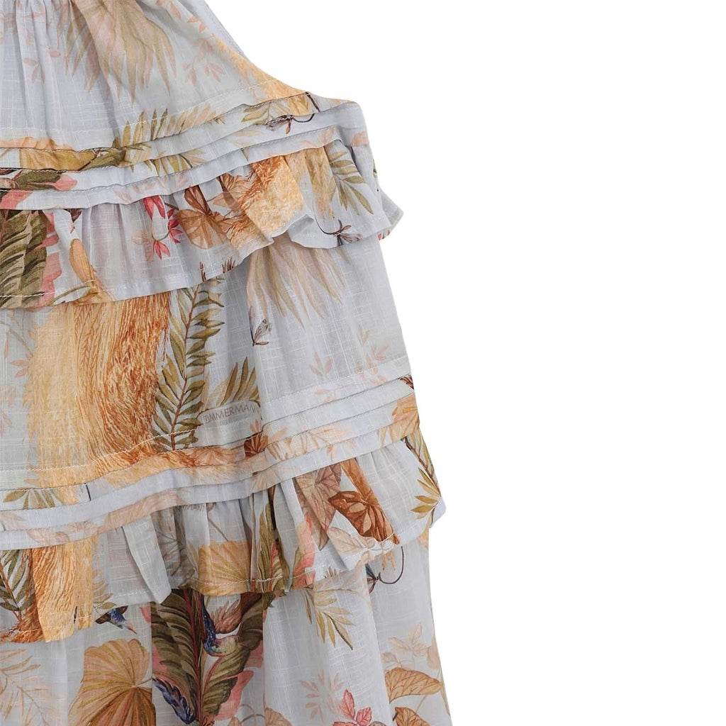Zimmermann Kids Aqua Palm Floral Rhiannon Kids Swing Dress