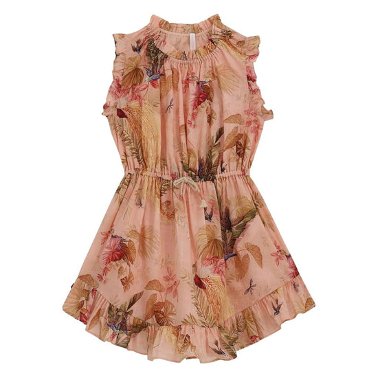 Zimmermann Kids Pink Palm Floral Rhiannon Kids Flip Dress
