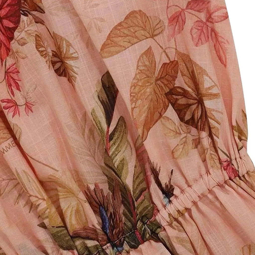 Zimmermann Kids Pink Palm Floral Rhiannon Kids Flip Dress