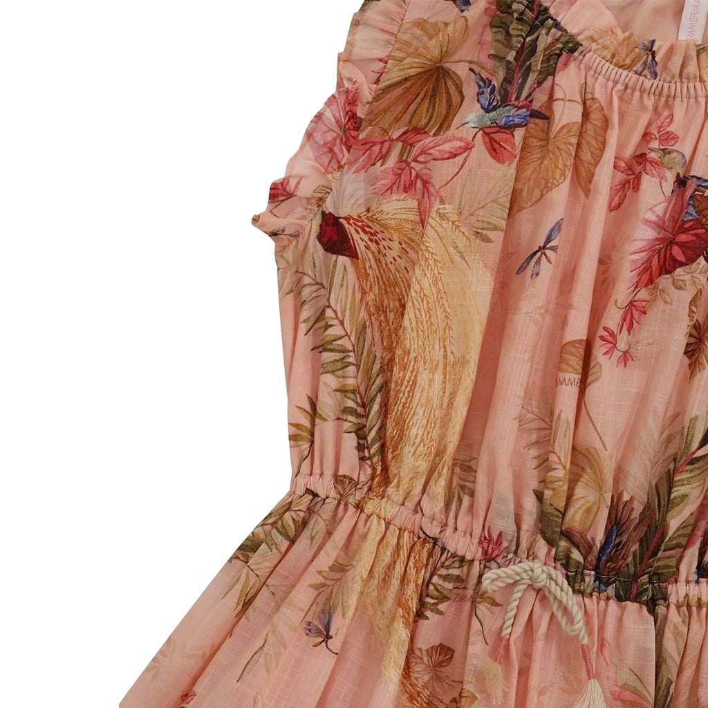 Zimmermann Kids Pink Palm Floral Rhiannon Kids Flip Dress