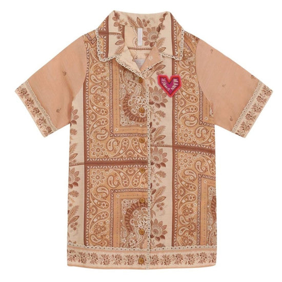 Zimmermann Kids Peach Bandana Lucky Kids Shirt Dress