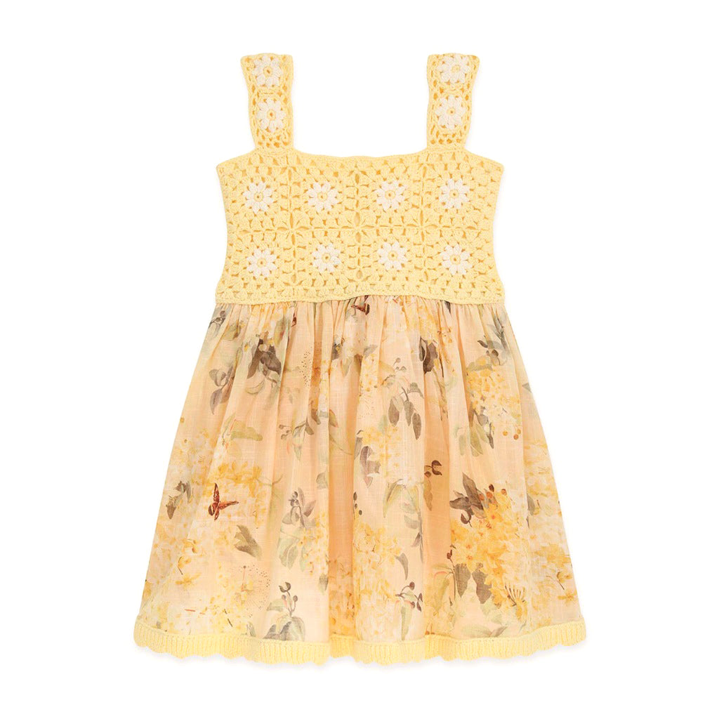Zimmermann Kids Lemon-Ivory Cascadian Kids Crochet Dress