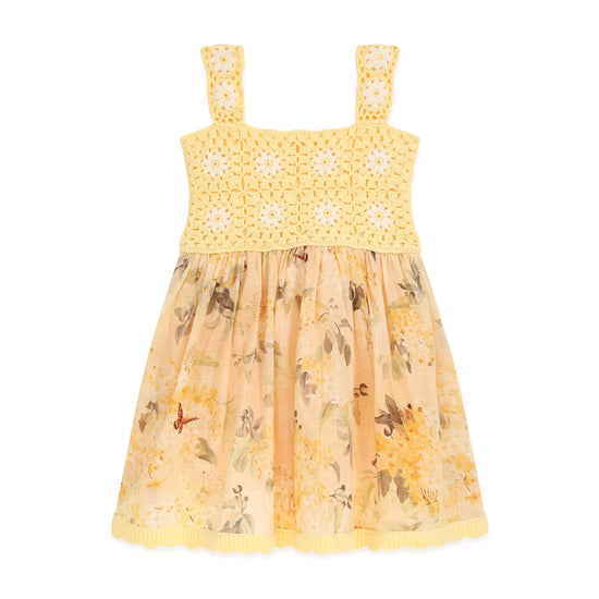 Zimmermann Kids Lemon-Ivory Cascadian Kids Crochet Dress