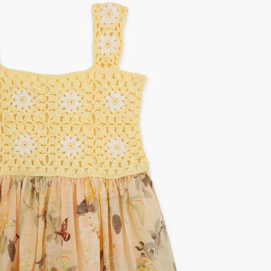 Zimmermann Kids Lemon-Ivory Cascadian Kids Crochet Dress