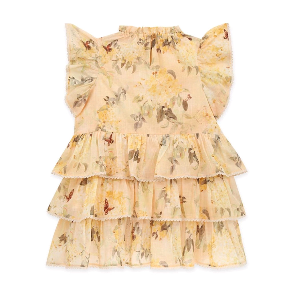 Zimmermann Kids Yellow Botanical Floral Cascadian Kids Swing Dress