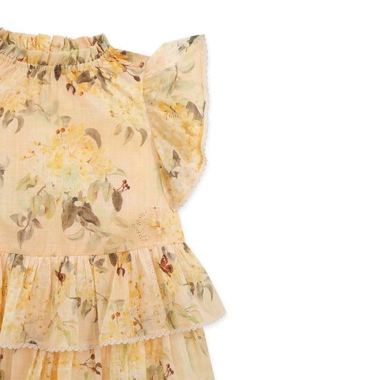 Zimmermann Kids Yellow Botanical Floral Cascadian Kids Swing Dress