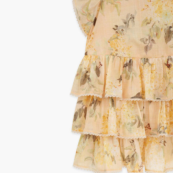 Zimmermann Kids Yellow Botanical Floral Cascadian Kids Swing Dress