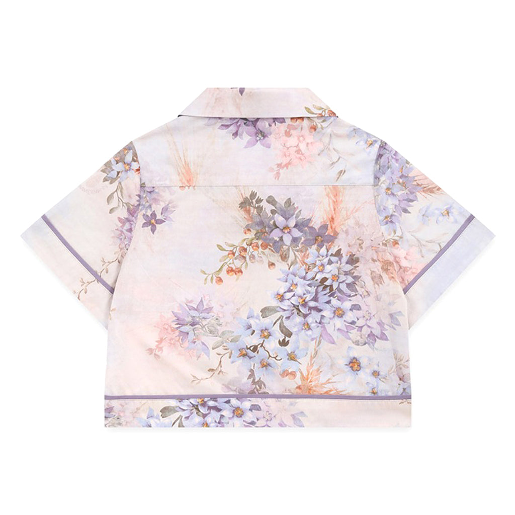 Zimmermann Kids Blue Botanical Floral Cascadian Kids Poplin Shirt