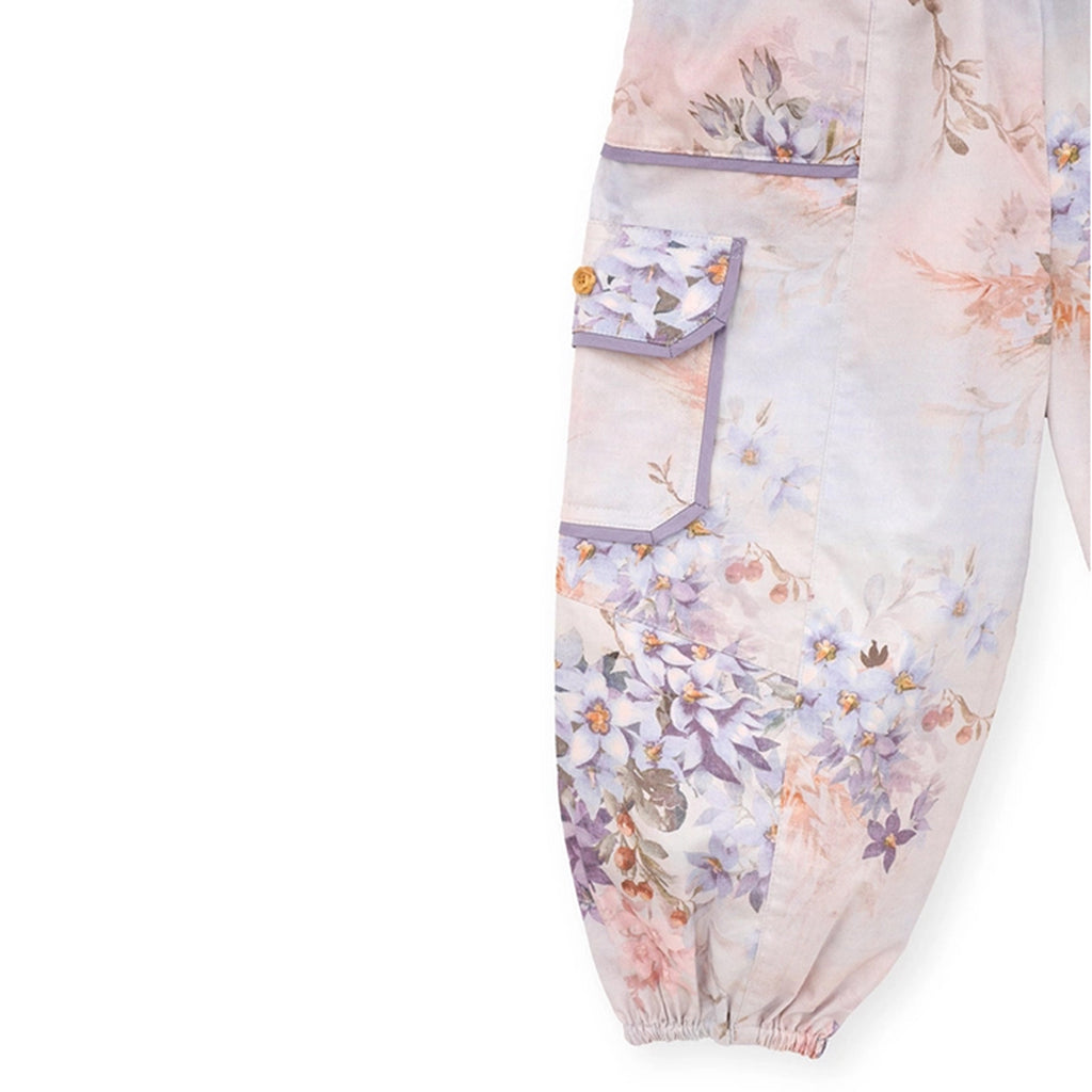 Zimmermann Kids Blue Botanical Floral Cascadian Kids Poplin Pants