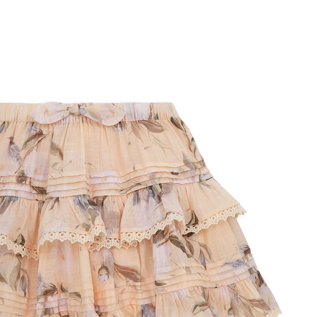 Zimmermann Kids Cream Botanical Floral Cascadian Kids Frill Skirt