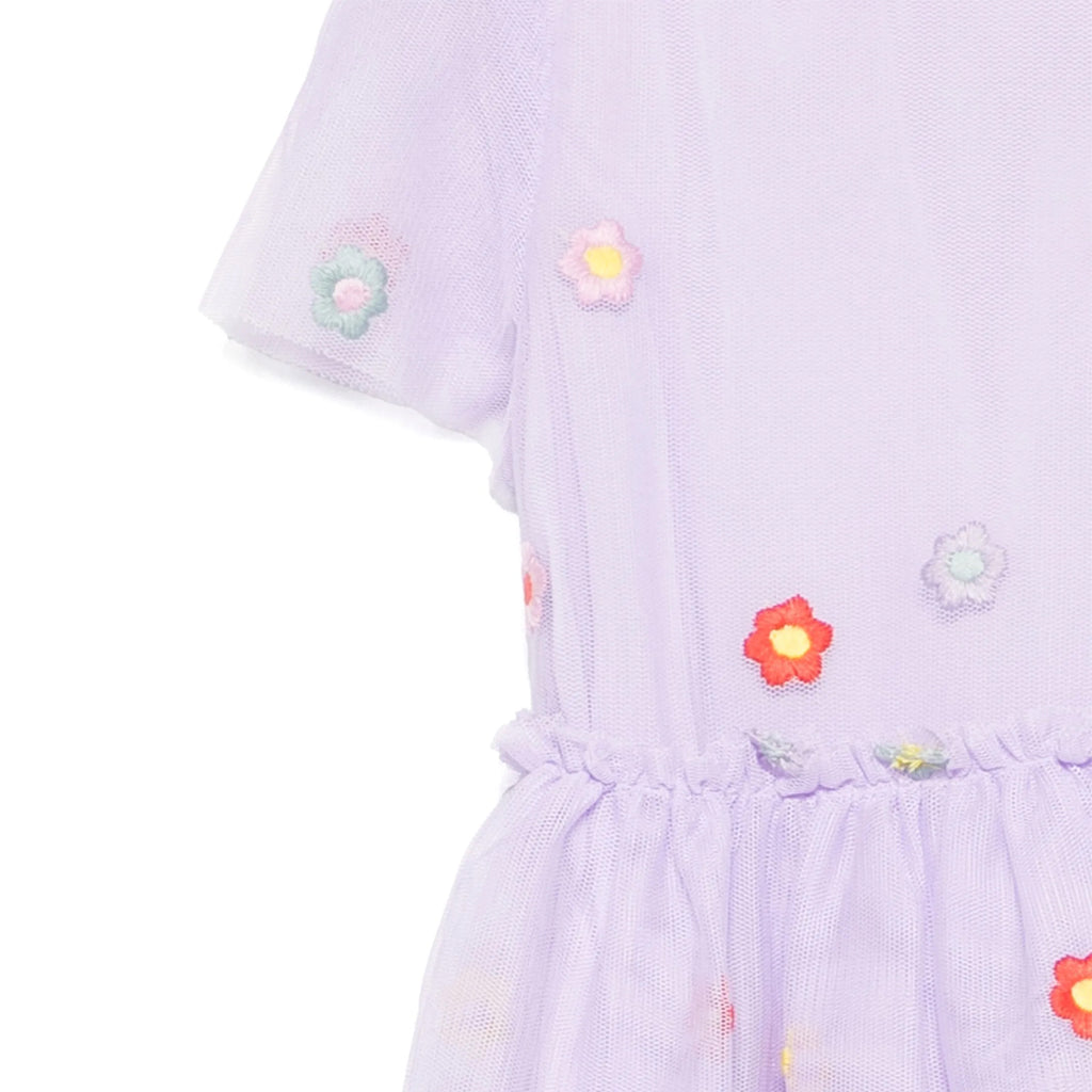 Stella McCartney Kids Tulle Flowers Embroidered Dress