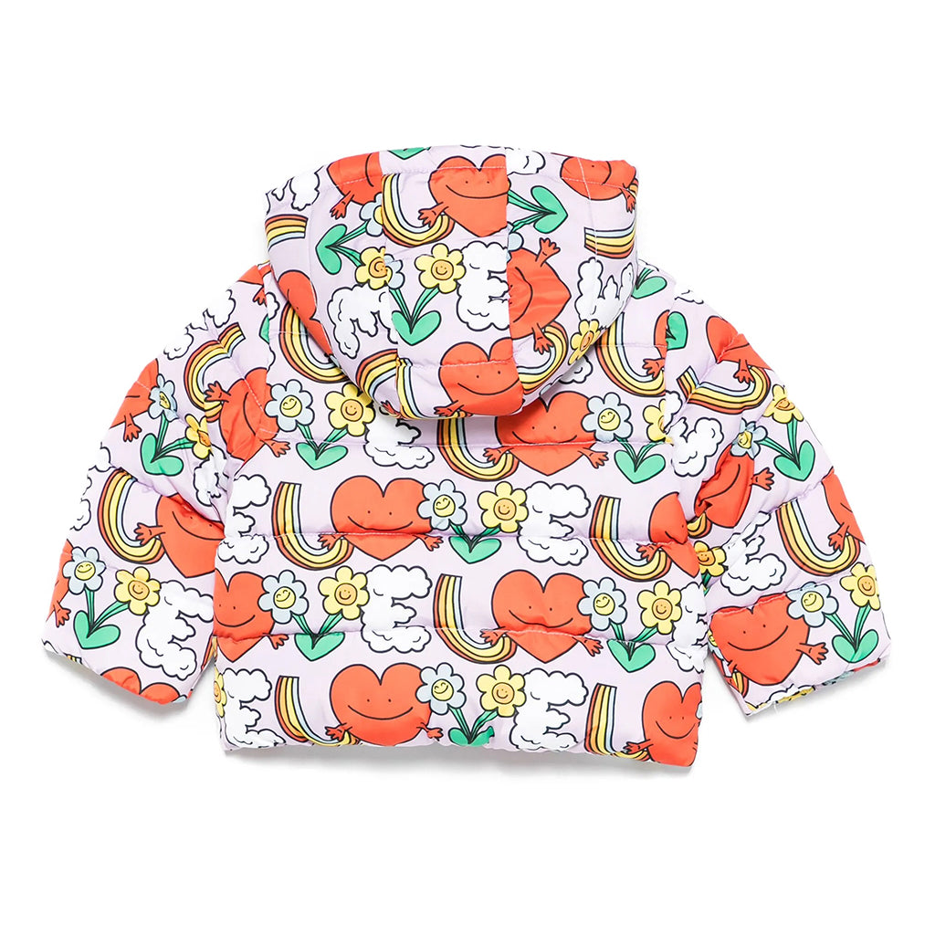 Stella McCartney Kids Rainbow Love All-Over Print Puffer Jacket