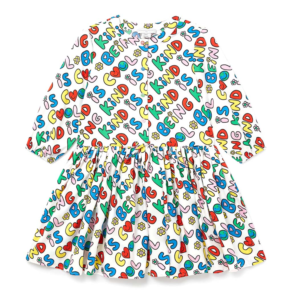 Stella McCartney Kids Being Kind All-Over Print Dress