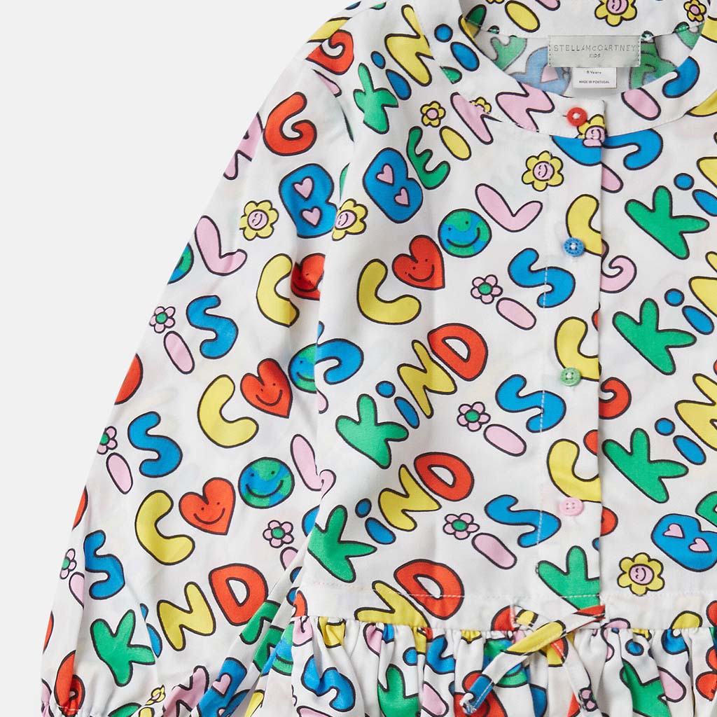 Stella McCartney Kids Being Kind All-Over Print Dress