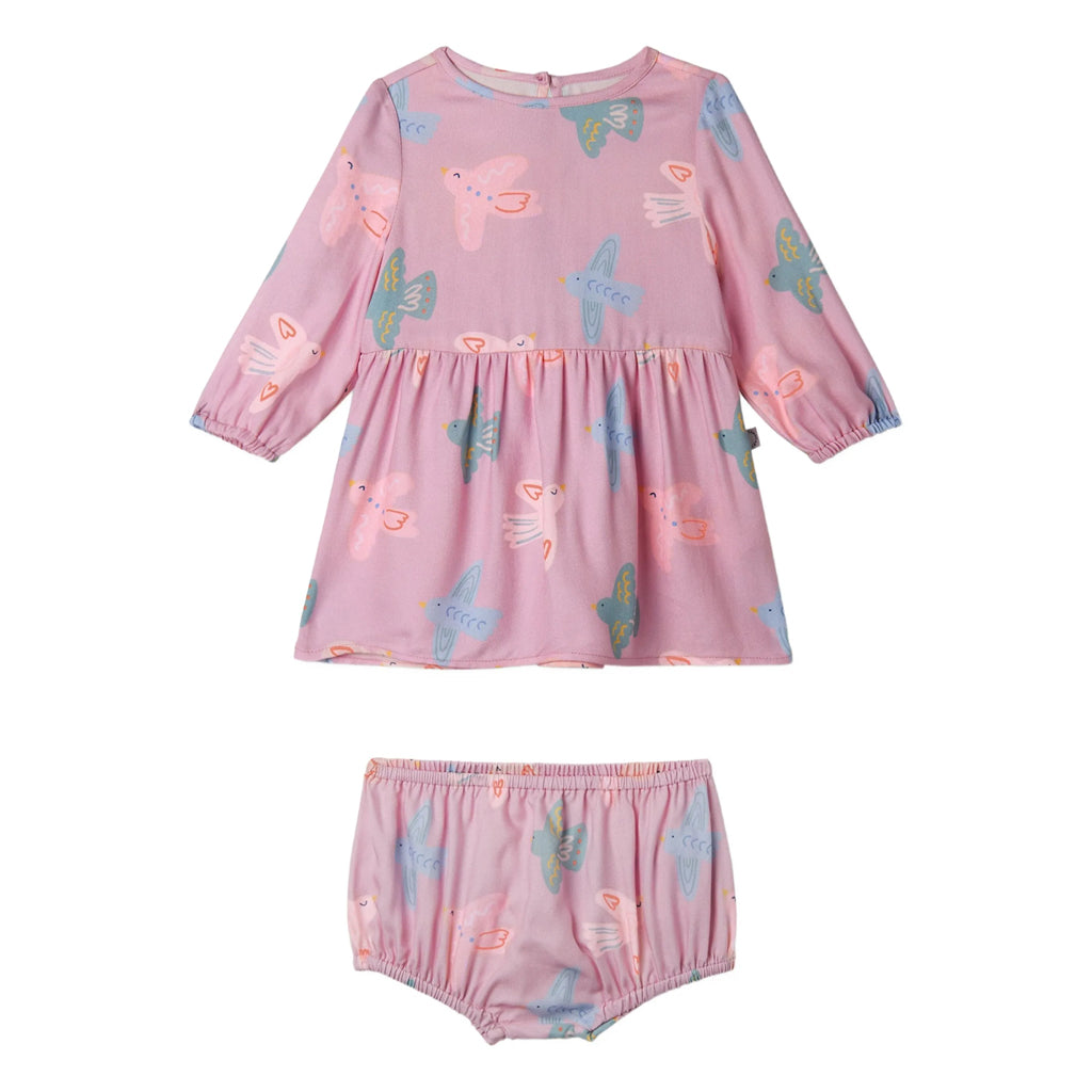 Stella McCartney Kids Birds All-Over Print Dress and Bloomers Set