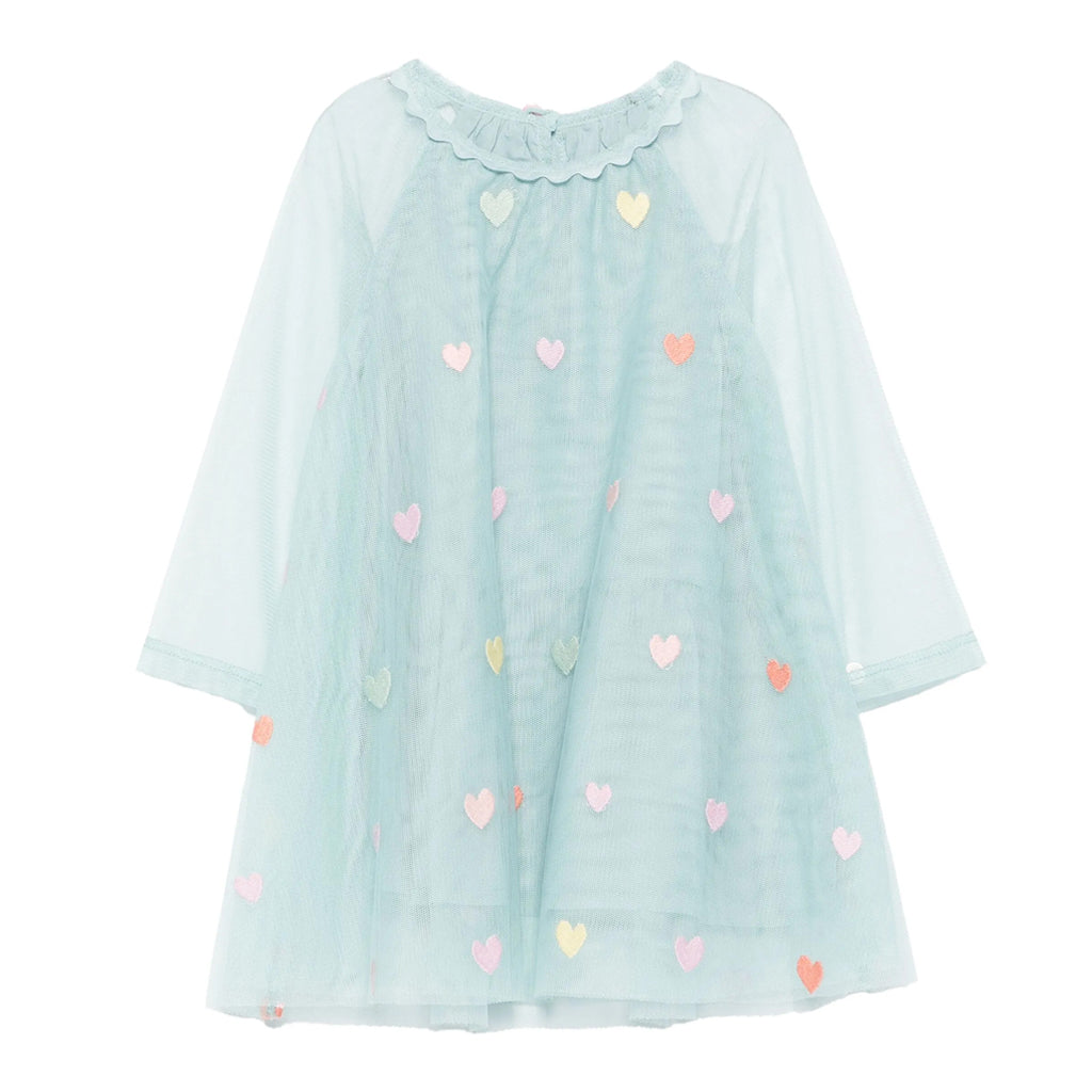 Stella McCartney Kids Tulle Hearts Embroidered Dress