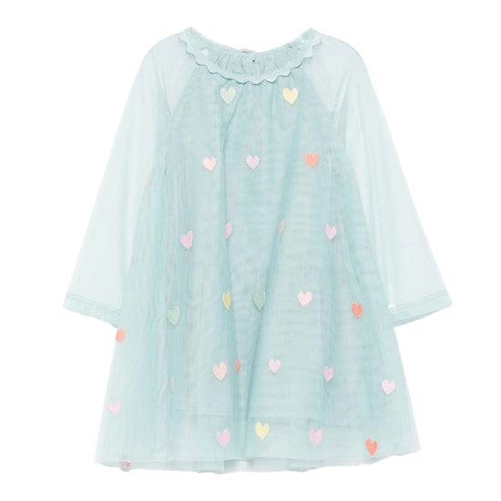 Stella McCartney Kids Tulle Hearts Embroidered Dress