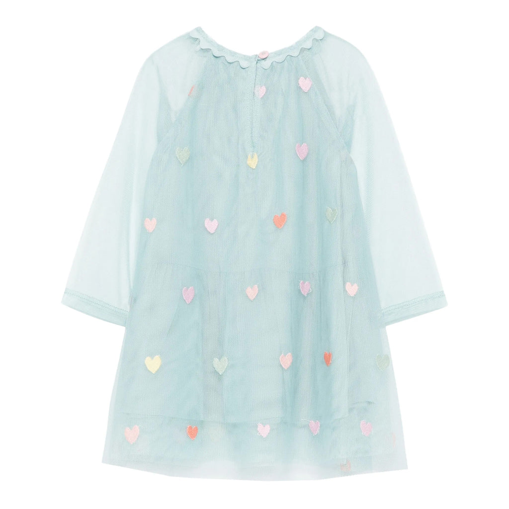 Stella McCartney Kids Tulle Hearts Embroidered Dress