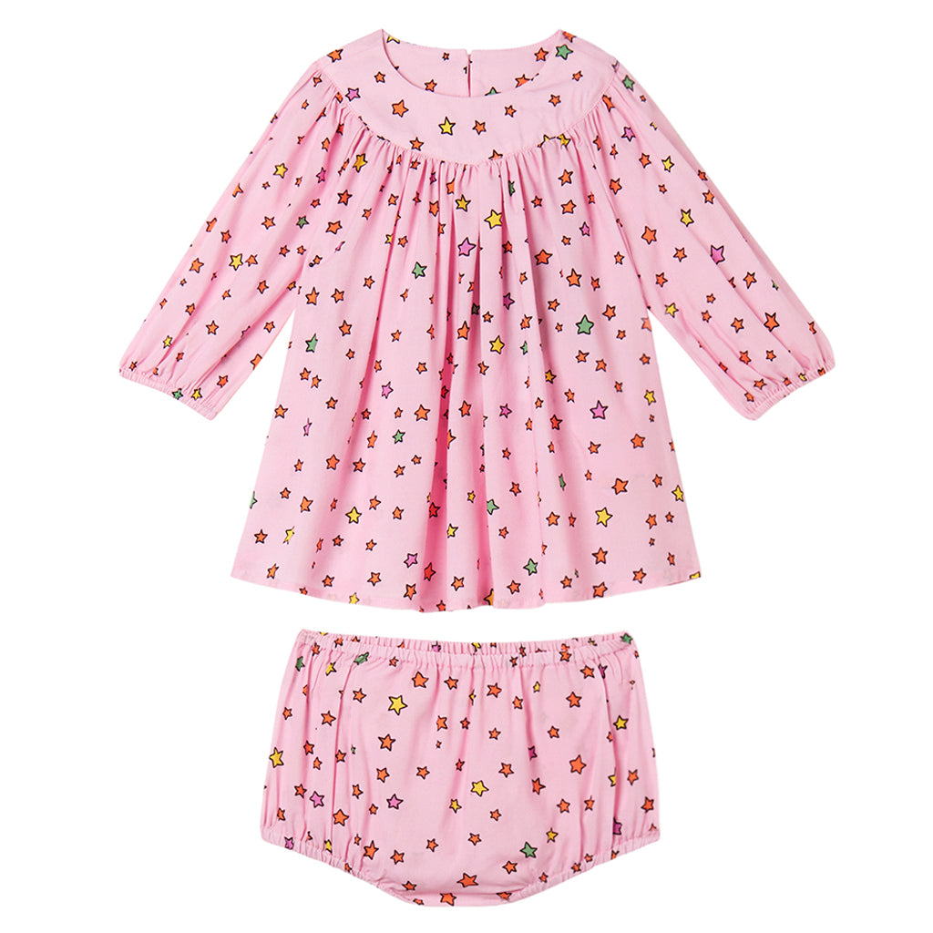 Stella McCartney Kids Ditsy Multicolour Stars All-Over Print Dress and Bloomers Set