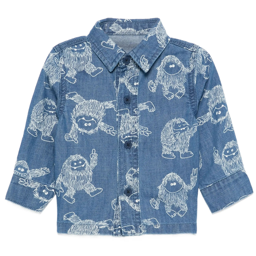 Stella McCartney Kids Yeti All-Over Print Denim Shirt