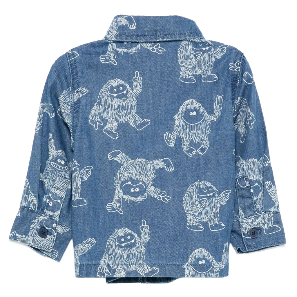 Stella McCartney Kids Yeti All-Over Print Denim Shirt