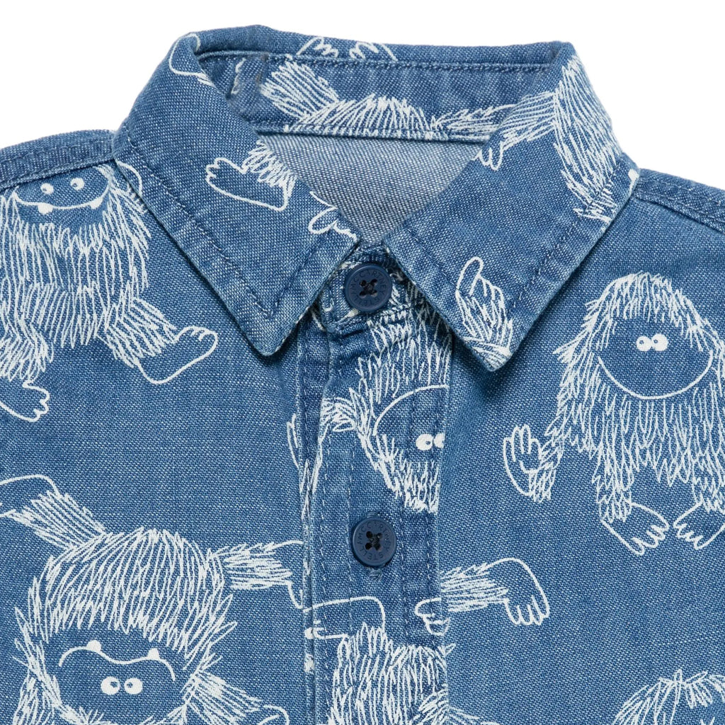 Stella McCartney Kids Yeti All-Over Print Denim Shirt