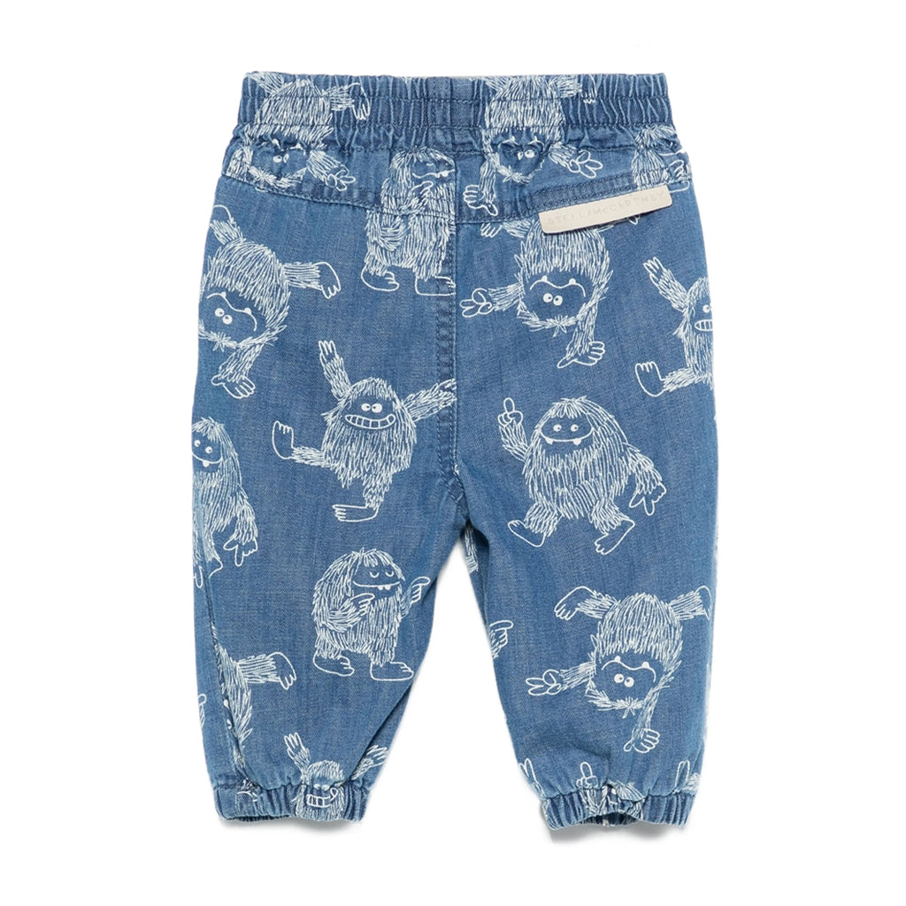 Stella McCartney Kids Yeti All-Over Print Denim Trousers