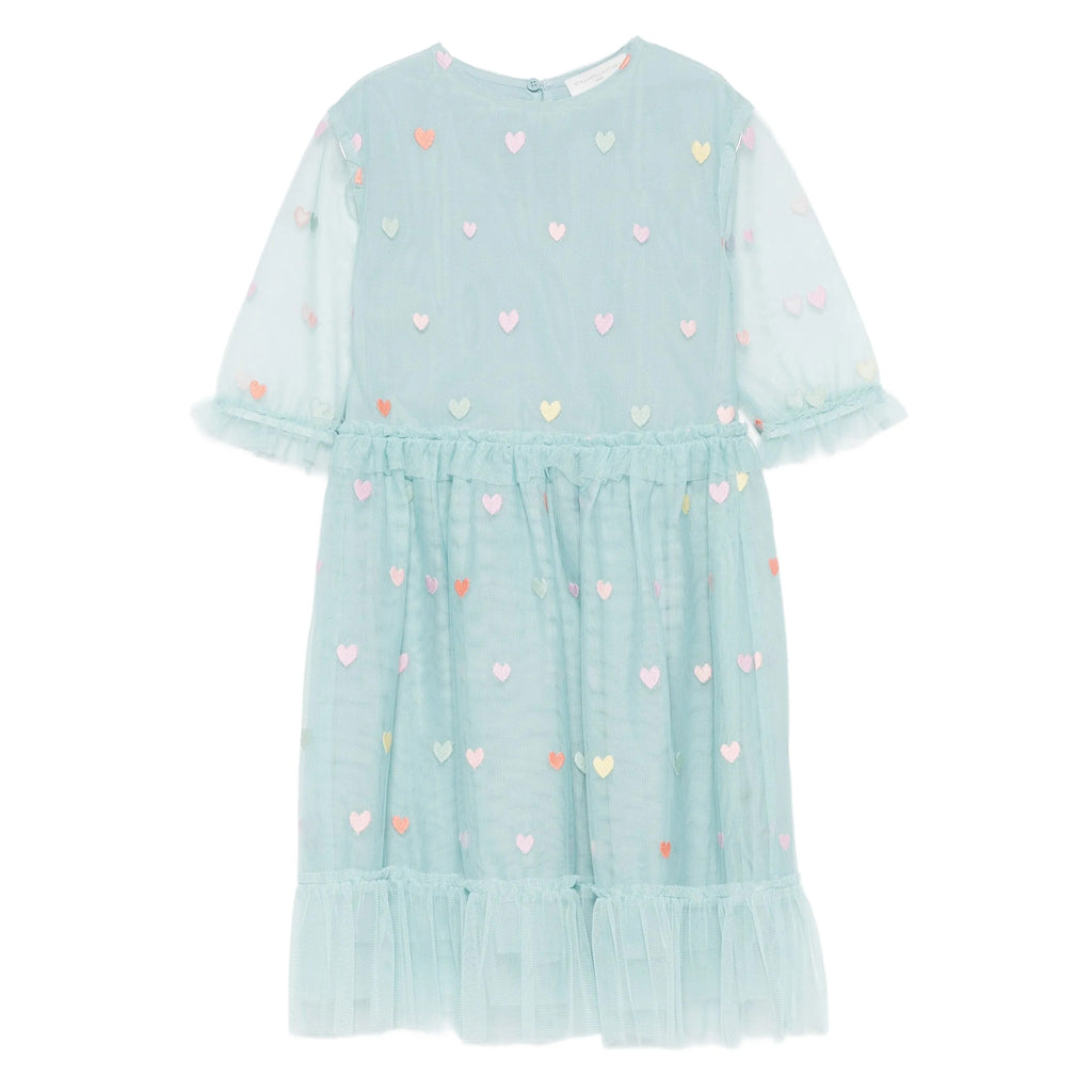 Stella McCartney Kids Tulle Hearts Embroidered Dress
