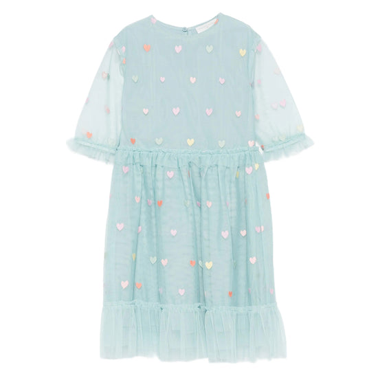 Stella McCartney Kids Tulle Hearts Embroidered Dress