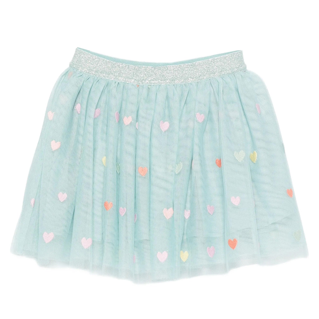 Stella McCartney Kids Tulle Hearts Embroidered Skirt