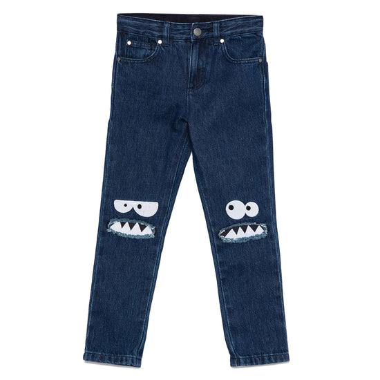 Stella McCartney Kids Yeti Faces Print Denim Trousers