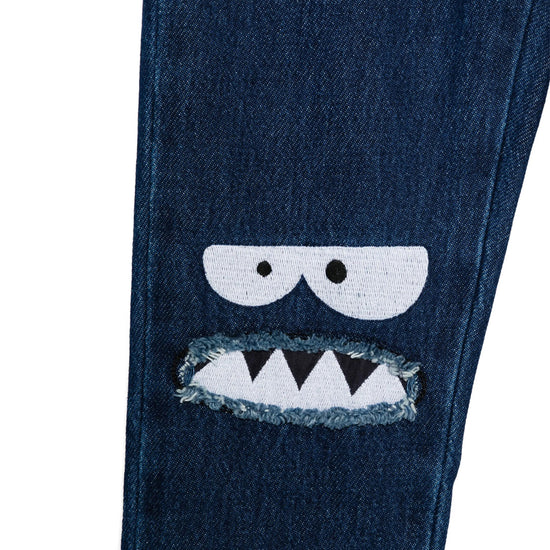 Stella McCartney Kids Yeti Faces Print Denim Trousers