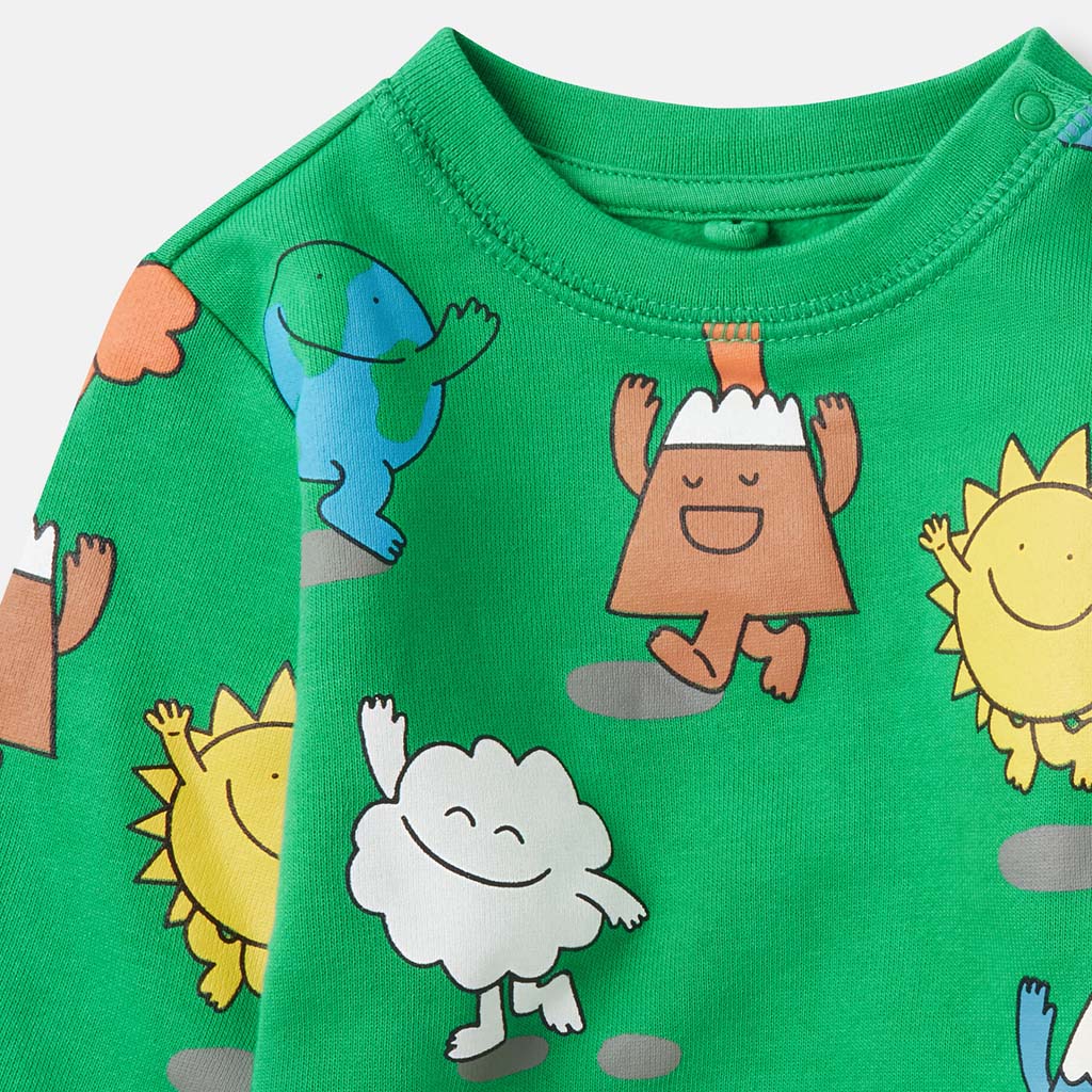 Stella McCartney Kids Earth Characters All-Over Print Fleece Sweatshirt