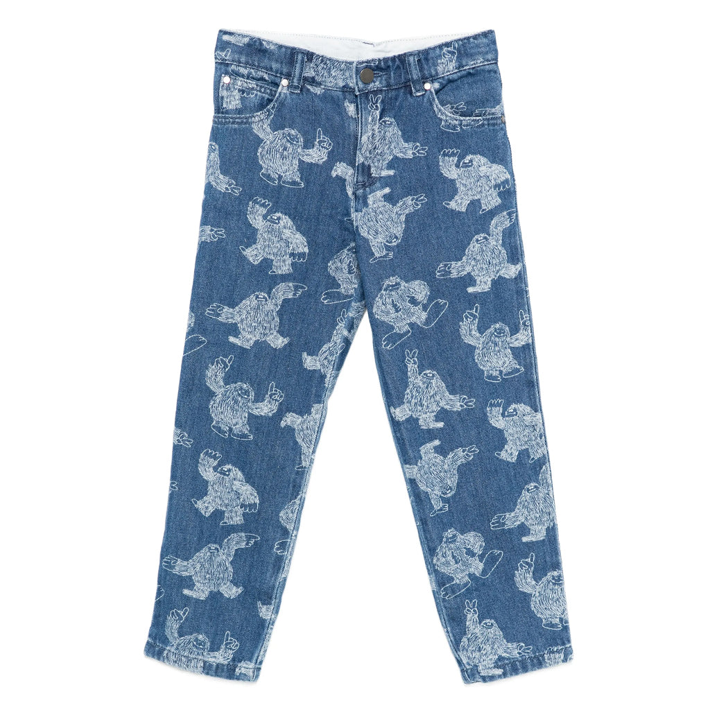 Stella McCartney Kids Hairy Yeti All-Over Print Denim Trousers