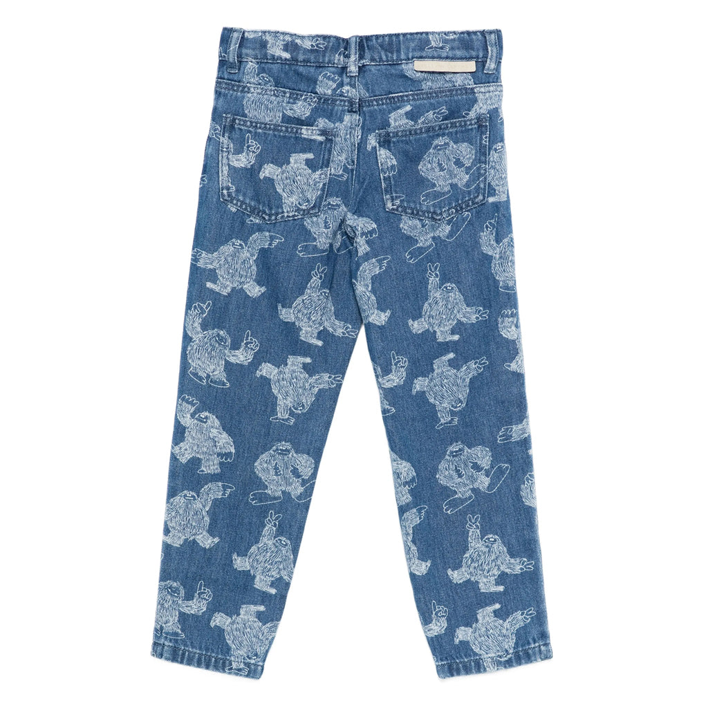 Stella McCartney Kids Hairy Yeti All-Over Print Denim Trousers