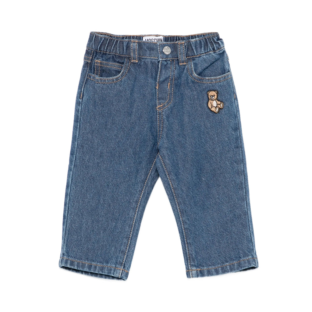 Moschino Kids Teddy Logo Denim Trousers