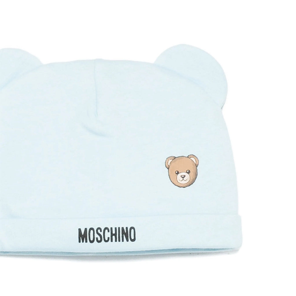 Moschino Kids Babygrow Bib and Hat Set