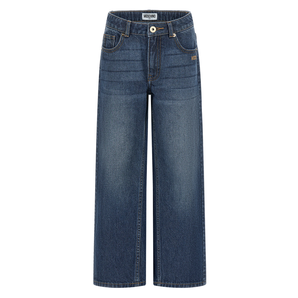 Moschino Kids Teddy Logo Denim Trousers
