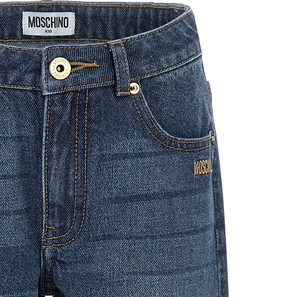 Moschino Kids Teddy Logo Denim Trousers