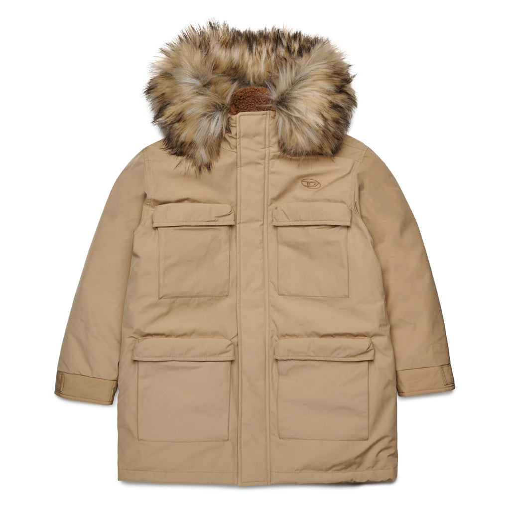 Diesel Kids Faux Fur Collar Parka
