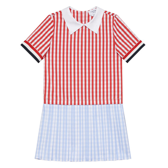 Thom Browne Kids Pleated Skirt Dress
