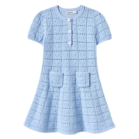 Self Portrait Kids Blue Pointelle Knit Dress