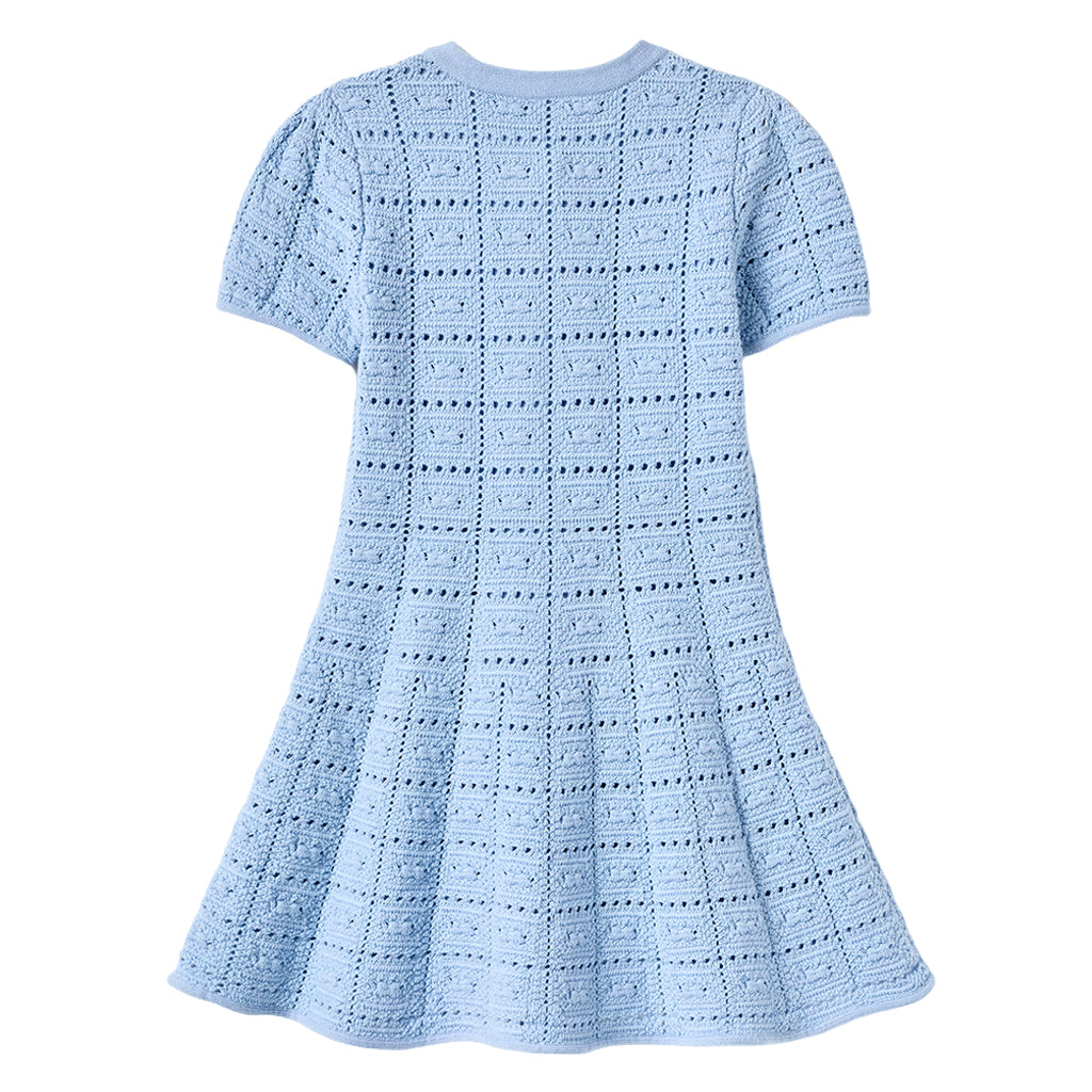 Self Portrait Kids Blue Pointelle Knit Dress