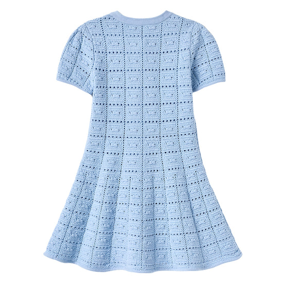 Self Portrait Kids Blue Pointelle Knit Dress Kids21 Self Portrait Kids Blue Pointelle Knit Dress Kids21