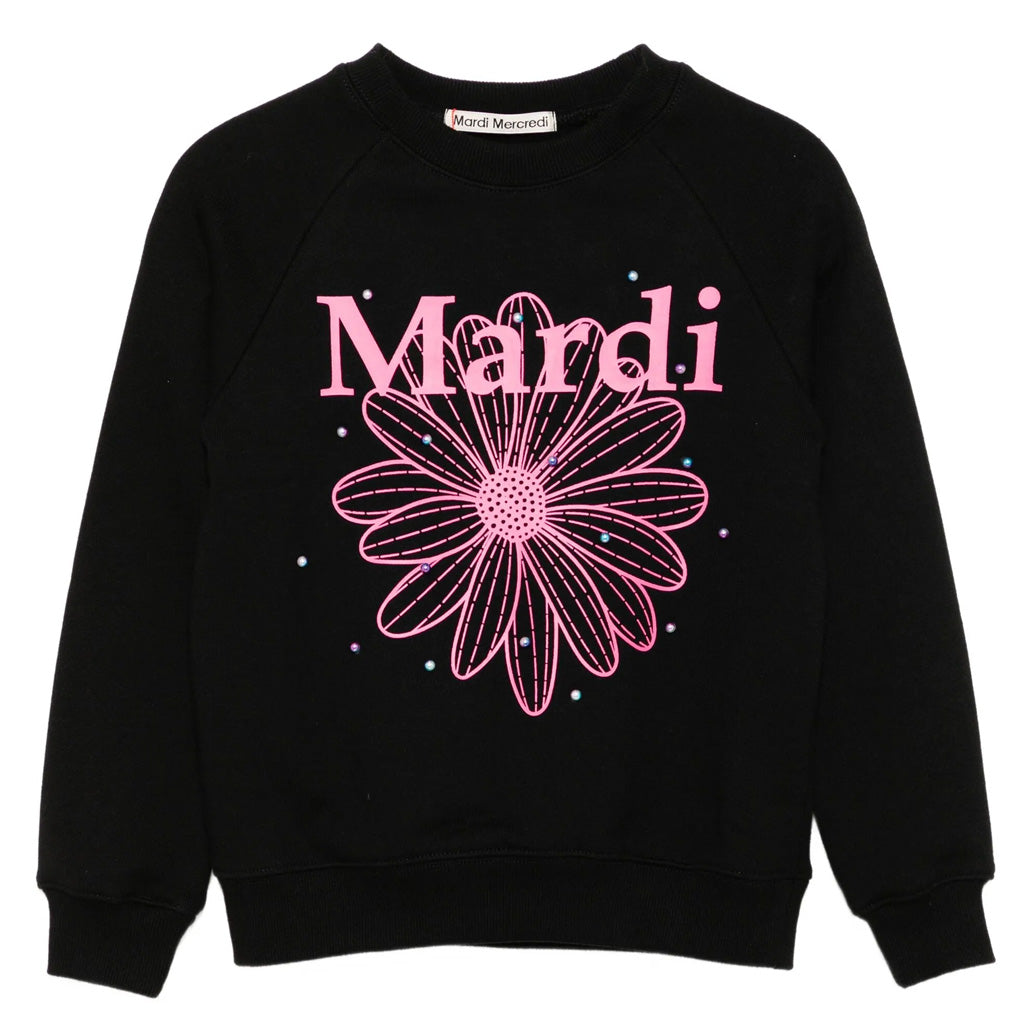 Mardi Mercredi Les Petits Kids Sweatshirt Flowermardi Mix Pearl Embellished